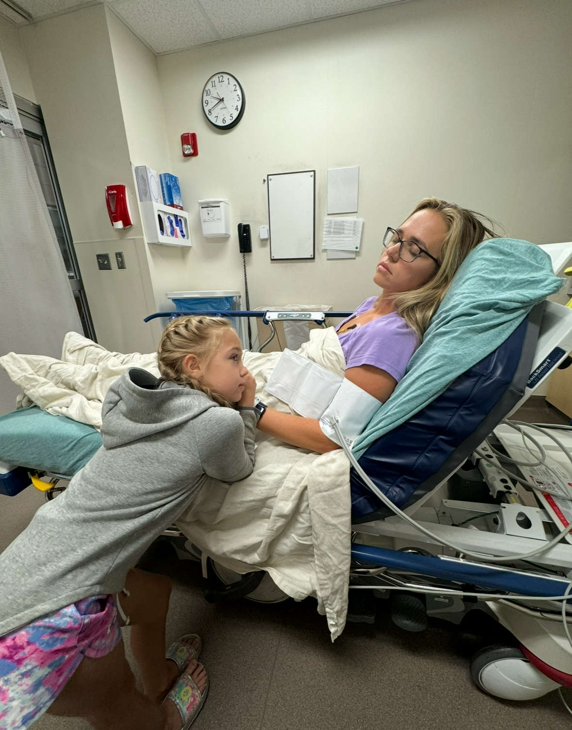 One of the hardest days, in a hospital bed with my girl refusing to leave my side