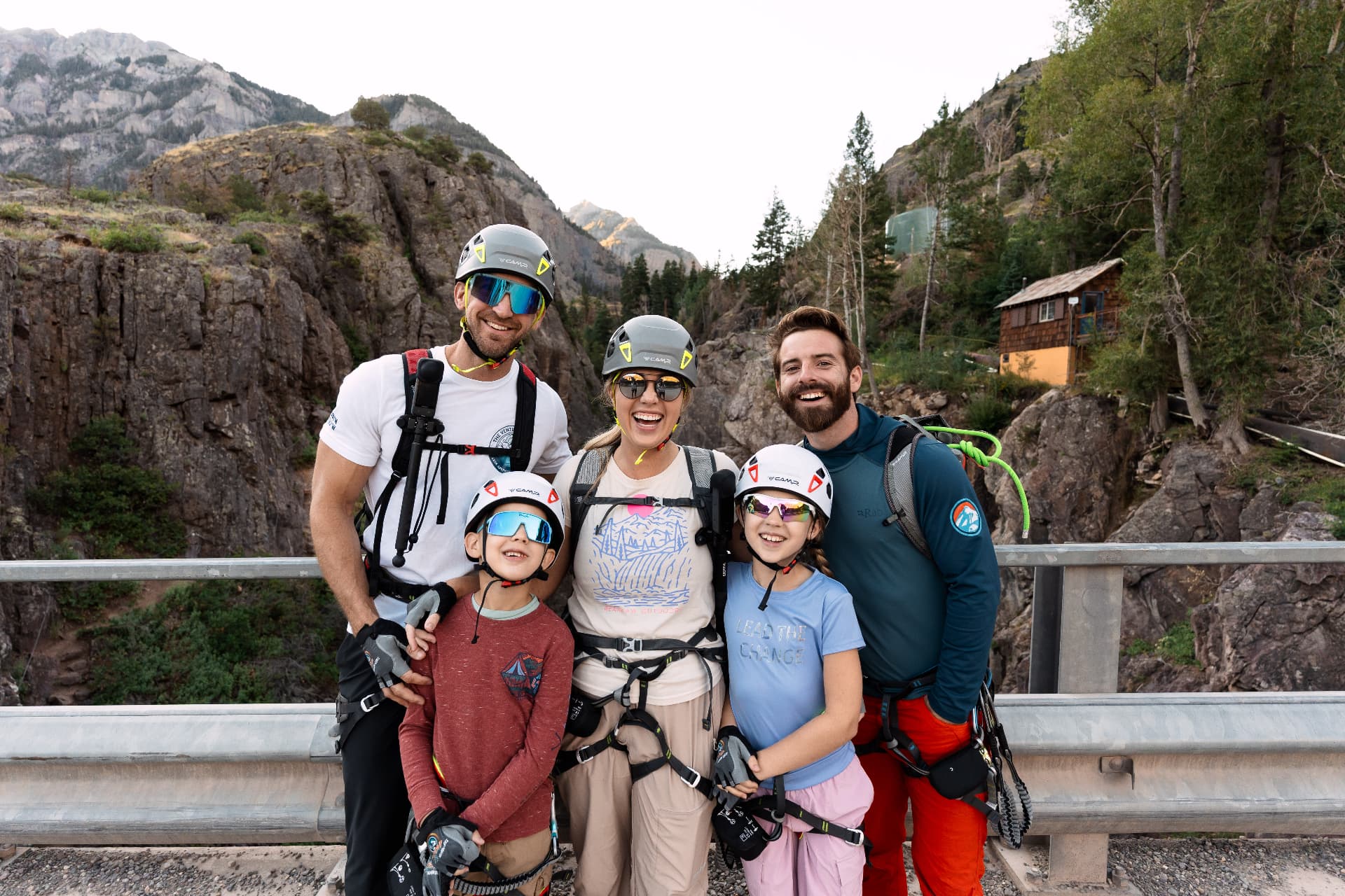 Our group ready to climb the Ouray Via Ferrata in the San Juan Mountains